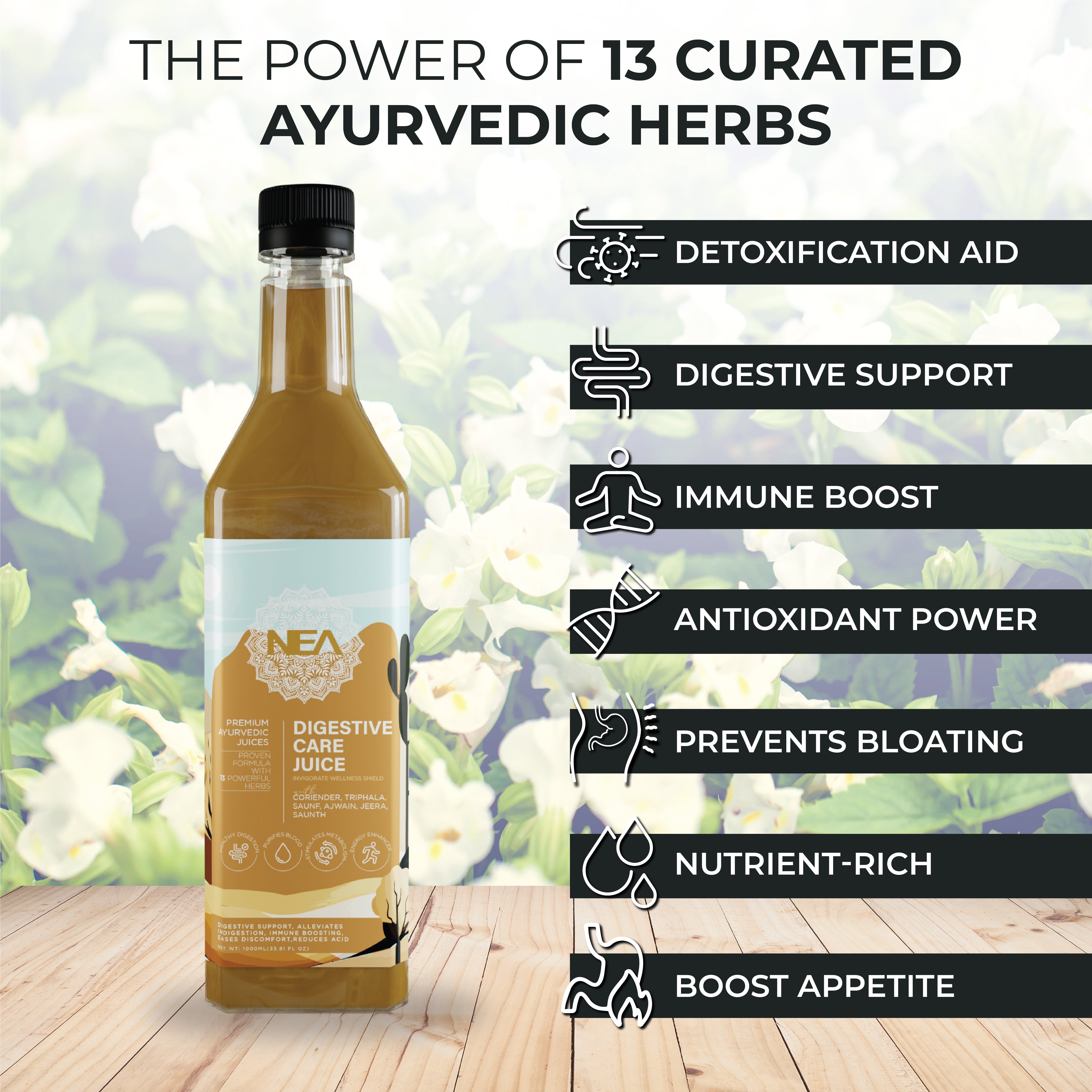 Nea Digestive Care Juice | 13 Ayurvedic Herbs | Gut Health | Relieves Bloating