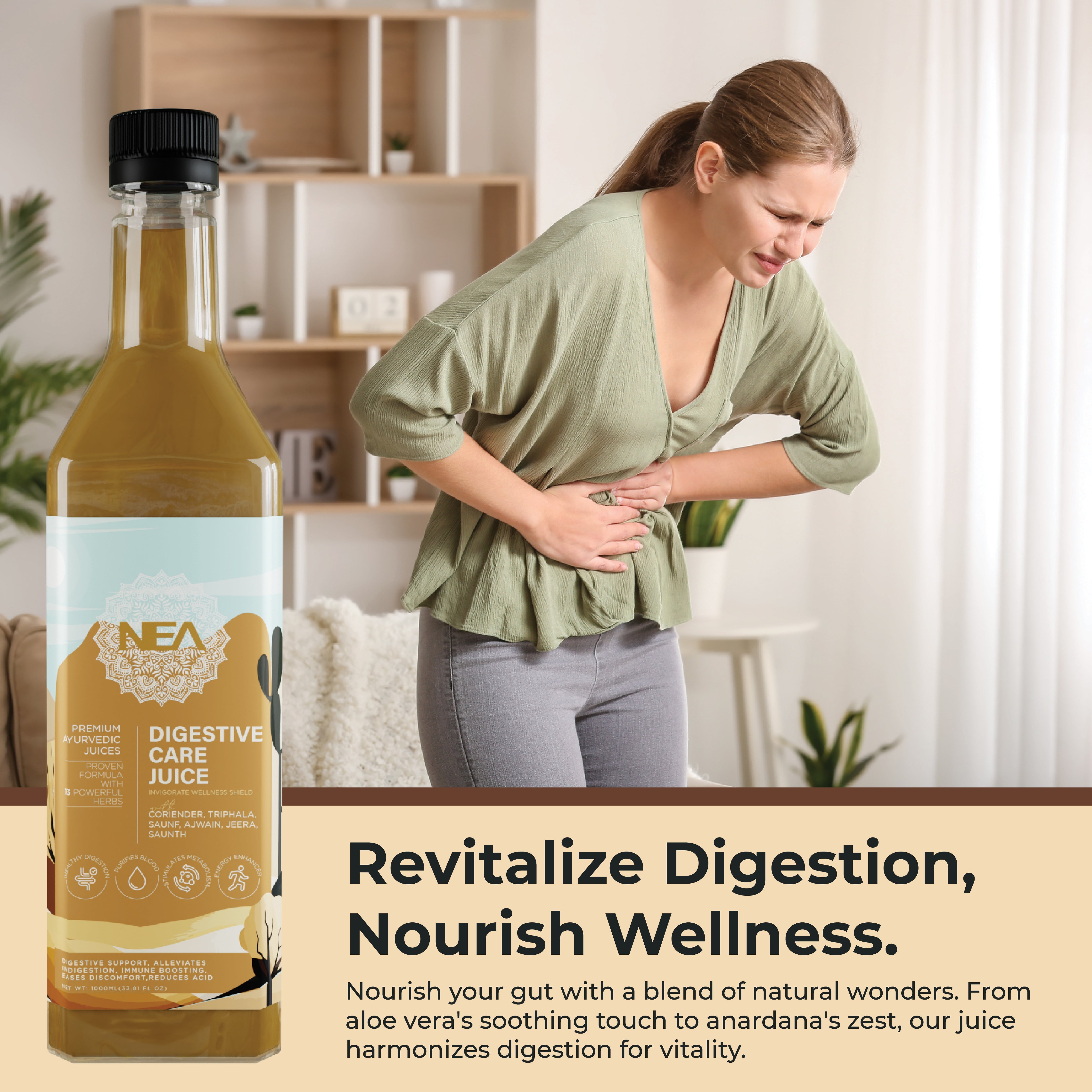 Nea Digestive Care Juice | 13 Ayurvedic Herbs | Gut Health | Relieves Bloating