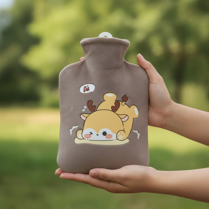 NEA hot water bag with brown soft fur cover