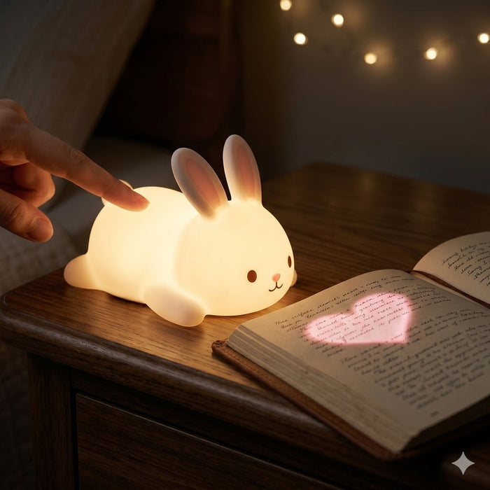 NEA rechargeable silicone bunny night lamp
