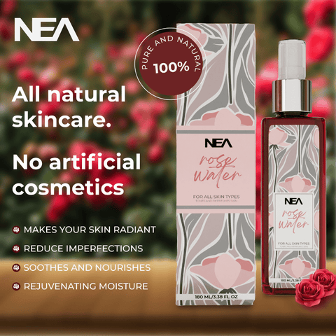 NEA Pure Rose Water (Gulab Jal) Toner - Natural & Anti-Inflammatory for Soothing & Hydrating Skin | 100ml