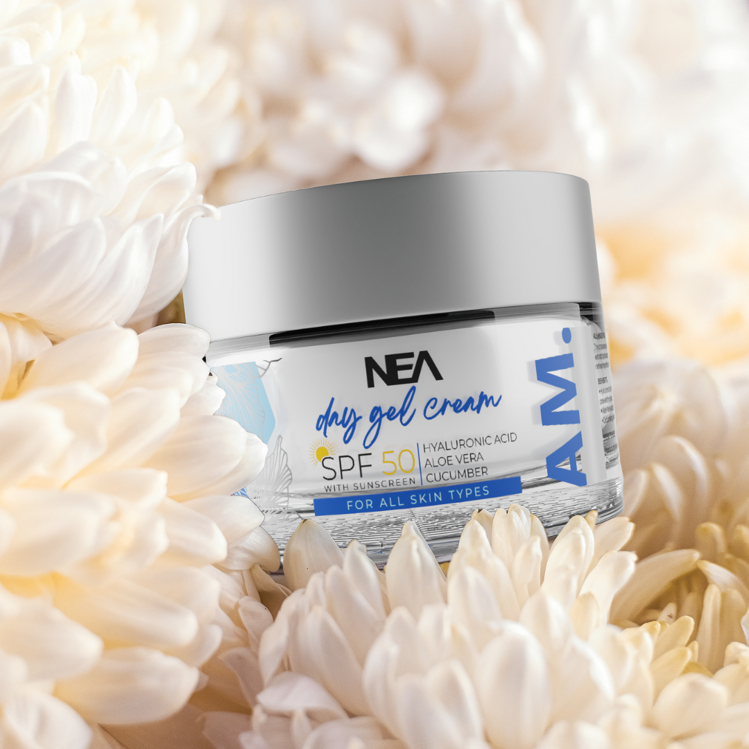 NEA Day Gel Cream SPF 50 with Cucumber, Hyaluronic Acid & Aloe Vera | All Skin Types | 50gm