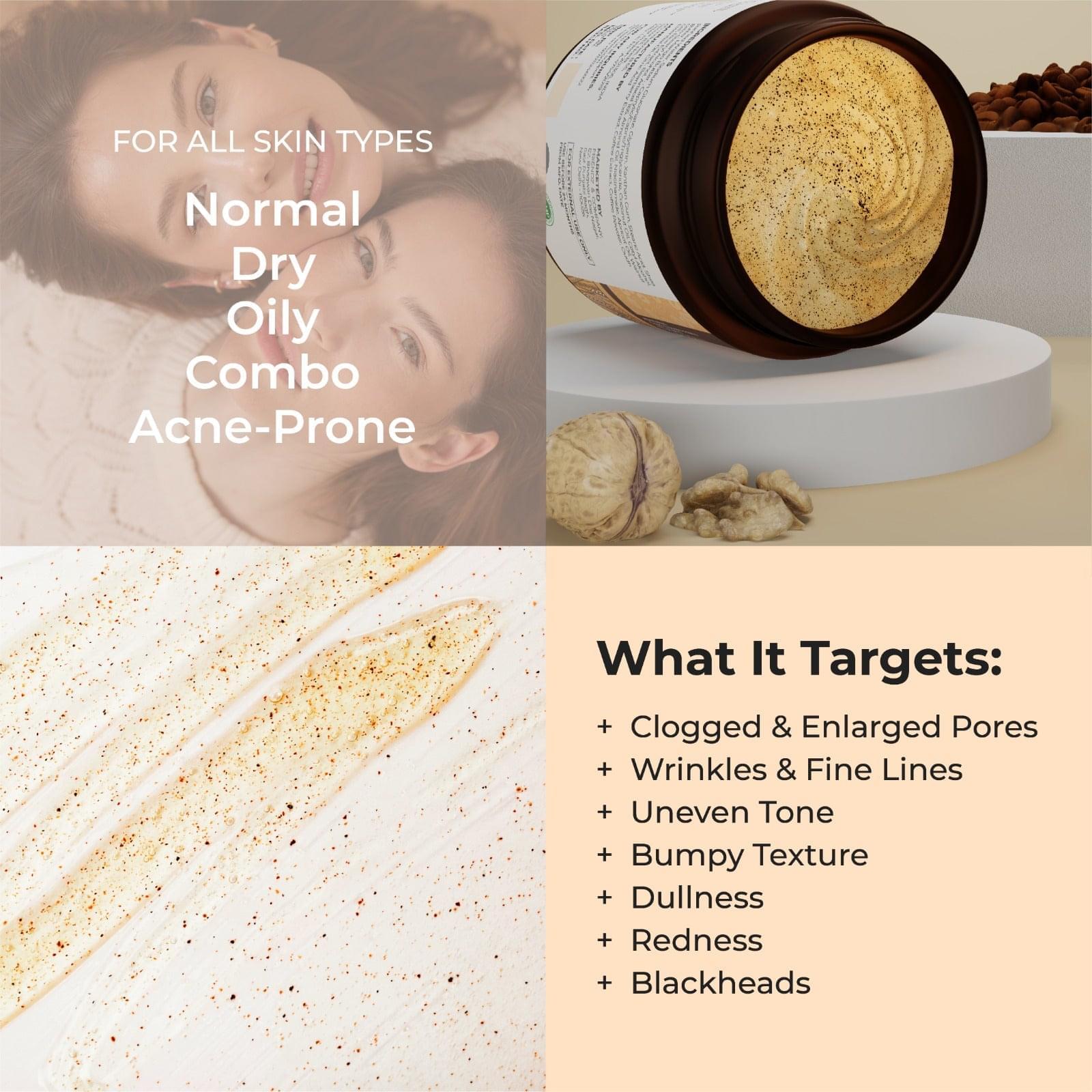 Nea Coffee Walnut Face Scrub with Rice Indulgence | Natural Exfoliation | #neacares